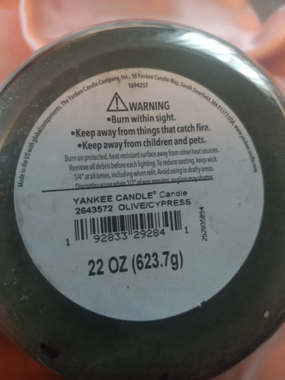 Yankee Candle Olive and Cypress 22 oz (NWT)